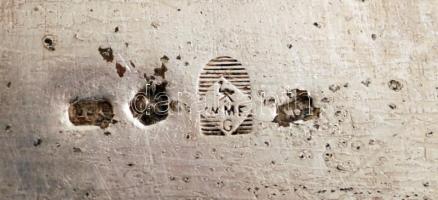 Ezüstözött szecessziós fém tálca, 43×27 cm