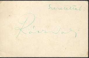 Rácz Vali színésznő aláírása