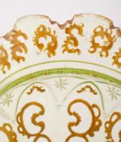 Antik, gazdagon díszített, fedeles, színezett üveg tartó, kézzel festett, jelzés nélkül, apró sérülé...