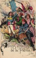 Allons enfants de la Patria. La Marseillaise, French patriotic postcard s: Cutta