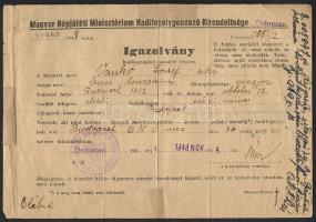 1947 Hadifogságból hazatért igazolványa