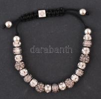 Shambala gyöngyökkel díszített állítható hosszúságú ezüstszínű karkötő