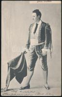 1911 Beck Vilmos (1869-1925) operaénekes üdvözlő sorai és aláírása őt ábrázoló levelezőlapon, illetve annak hátulján