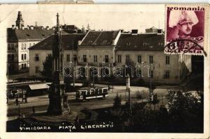 Temesvár, Timisoara; Szabadság tér, villamos / square, tram (EK)