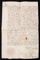 1835 Nagybecskerek, Torontál vármegye közgyűlése által birtokügyekben kiállított irat, felzetes viaszpecséttel