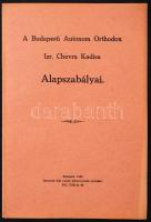 A Budapesti Autonom Orthodox Izraelita Chevra Kadisa Alapszabályai. Bp., 1930, Neuwald Illés utódai könyvnyomda. Papírkötésben, jó állapotban.