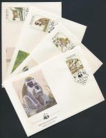 WWF Majmok sor 4 FDC, WWF Monkies set 4 FDC