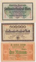 Németország / Weimari Köztársaság / Drezda 1923. 3.000.000M + Drezdai Birodalmi Vasútigazgatóság 1923. 500.000M + Drezdai Szász Bank 1923. 500.000M T:III Germany / Weimar Republic / Dresden 1923. 1.000.000 Mark + Reichsbahn-Direktion Dresden 1923. 500.000M + Sächsische Bank zu Dresden 1923. 500.000 Mark C:F