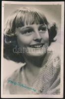 cca 1944 Báró Gorup Adrienne, a rádió gyermekszereplője, aláírt fotólapja, a Filmbolt kiadása, 14x9 cm