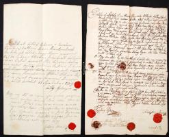 1819-1850 Alsócsöpöny (ma: Dolný Čepeň, Szlovákia), 5 db különféle birtokügyekkel kapcsolatos szerződés (zálogosítás, stb.), egy részük hiteles másolatban, számos gyűrűspecséttel