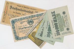 Németország / Weimari Köztársaság 1923. 100.000M (3x) + Freital 1923. 200.000M + 500.000M + Drezda 1923. 500.000M T:III,III- Germany / Weimar Republic 1923. 100.000 Mark (3x) + Freital 1923. 200.000 Mark + 500.000 Mark + Dresden 1923. 500.000 Mark C:F,VG