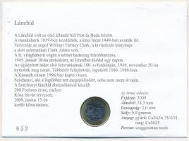 2009. 200Ft "Budapesti hidak egykor és ma - 160 éves a Lánchíd" érmés bélyeges boríték alk...