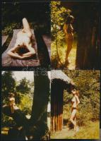 cca 1980 Kerek erdő közepében, 9 db finoman erotikus fénykép, 9x13 cm /
cca 1980 9 erotic photos, 9x...