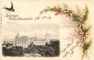 1898 Vajdahunyad, Vár; kiadja Graef H. / castle, floral litho