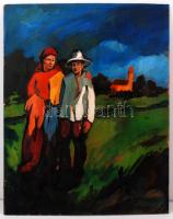 Nagy jelzéssel: Búcsúzás az útnak indulás előtt, olaj, fa, 55,5×43,5 cm