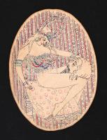 cca 1930 Jelzés nélkül: Erotikus rajz, tinta, karton, 10x7cm