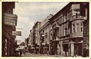 Ungvár, utca, gyógyszertár, fűszer és csemege, szőrme és üveg és porcelán üzlet / street, pharmacy, shops (Rb)
