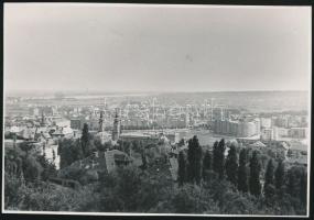 cca 1950 Budapest, lágymányosi látkép, háttérben a Duna, előttünk a Feneketlen-tó, 8x12 cm