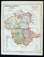 1927 Komárom Vármegye térképe, 1:360.000, Magyar Földrajzi Intézet R.T., 33x26cm