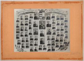 1941 M. kir. budapesti honvéd hadtest altisztképző tanfolyamának hallgatói, tablókép 63 nevesített portréval, 16x21 cm, karton 23x31 cm