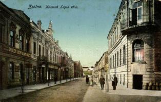 Zsolna, Kossuth Lajos utca, Scheer Bertalan kereskedése; kiadja Schwarcz Vilmos / street, shops