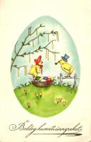 Easter, chickens, Pittius litho, artist signed (EK)