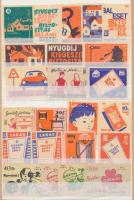 Pénzügyek, régi gyufacímkék berakóba rendezve 23db