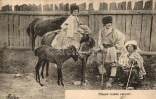 1910 Pihenő román csoport; Adler fényirda, Szászváros / Romanian peasants, folklore (EK)