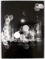 cca  1975 Ipartelep éjszaka, farost lemezre kasírozva, 40x30 cm