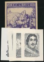Kertes-Kollmann Jenő, Németh Nándor, Nikelszky Géza ex librisek 5 db