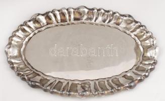 Ezüst (Ag.) tálca, jelzett, mesterjeggyel, nettó:129 g, 24×15 cm