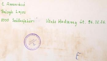 cca 1980 Balogh Lajos: Asszociáció, feliratozott vintage fotóművészeti alkotás, szélén sérülés, 29x3...