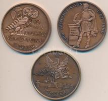 Fritz Mihály (1947-) 1986. "MÉE Szeged / Szeged felszabadítása a törököktől" Br emlékérem (42.5mm) + Fritz Mihály (1947-) 1988. "90 éves a Magyar Numizmatikai Társulat" Br emlékérem (42,5mm) + Renner Kálmán (1927-1994) 1991. "MÉE Sopron XXI. Vándorgyűlés / Gróf Széchenyi István" Br emlékérem (42,5mm) T:1,1-