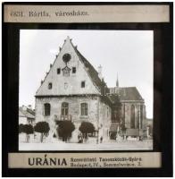 cca 1920 Az Uránia Szemléltető Taneszközök Gyára által forgalmazott üveglemez diapozitív képek Felvidékről (Trencsén, Tőketerebes, Pozsony, Bártfa), 7 db vetíthető kép, 8x8 cm