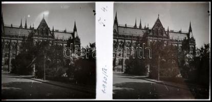 1933 Budapest, 6 db sztereo üveglemez diapozitív képpár, több helyszínről, 5x5 cm, üveglemez méret 6...