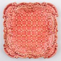 Schütz Cilli rózsaszín mázas tálka, mázhibákkal, jelzett, 17×17 cm