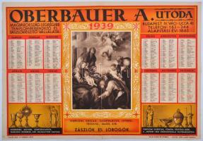 1939 Falinaptár: Oberbauer A. utóda. Magyarország legrégebbi templomberendező és zászlókészítő vállalata 45x34 cm