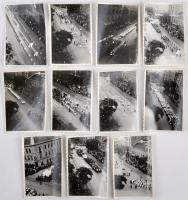 cca 1930-1940 Egy lakás ablakából készült fotósorozat körmenetről, 11 db fotó, 9x6 cm