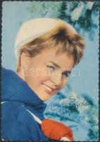 Cornelia Froboess énekesnő, színésznő, sajátkezű aláírása színes képeslapon