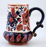 Fischer korsó, kézzel festett, jelzett (Budapest), sérült, m:14 cm