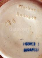 Fischer korsó, kézzel festett, jelzett (Budapest), sérült, m:14 cm