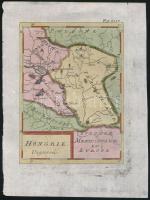 1719 Mannesson Mallet: Magyarország térkép. Színezett rézmetszet / Map of Hungary. Colored etching. 20x16 cm