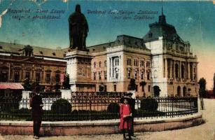 Nagyvárad, Szent László szobor, városháza, takarékpénztár / statue, town hall, savings bank (b)