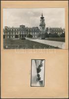 cca 1930 Keszthelyi várostörténeti tétel, épületek, utcarészletek, 26 db fénykép és egy képeslap, le...
