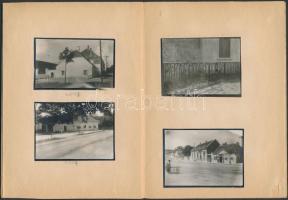cca 1930 Keszthelyi várostörténeti tétel, épületek, utcarészletek, 26 db fénykép és egy képeslap, le...