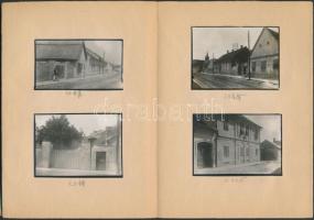 cca 1930 Keszthelyi várostörténeti tétel, épületek, utcarészletek, 26 db fénykép és egy képeslap, le...
