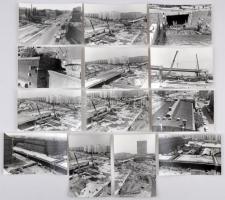 cca 1984 Budapest, az Árpád híd korszerűsítése, átépítése, 13 db várostörténeti fotó, 9x14 cm