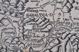 cca 1513 Kelet Franciaország térképe. Ptolemaios Geographia c. munkájának késői kiadásából. Korabeli...