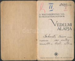 1913 A Magyarországi Vas- és Rézesztergályosok Védelmi Alapjának járulékkönyve sok bélyeggel