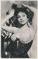 Gina Lollobrigida (1927-) Golden Globe-díjas olasz filmszínésznő, fotóművész fotólapja, 14x9cm